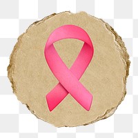 Awareness ribbon  png sticker,  3D ripped paper, transparent background