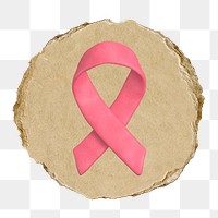 Awareness ribbon  png sticker,  3D ripped paper, transparent background