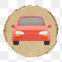 Car, vehicle  png sticker,  3D ripped paper, transparent background