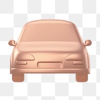 Car icon  png sticker, 3D rose gold design, transparent background