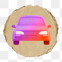 Car, vehicle  png sticker,  3D ripped paper, transparent background