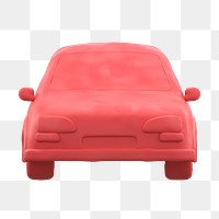 Car icon  png sticker, 3D clay texture design, transparent background