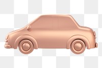 Car icon  png sticker, 3D rose gold design, transparent background
