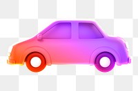 Car icon  png sticker, 3D neon glow, transparent background