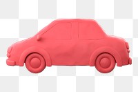 Car icon  png sticker, 3D clay texture design, transparent background