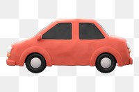 Car icon  png sticker, 3D clay texture design, transparent background