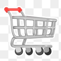 Shopping cart   png sticker, transparent background