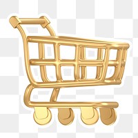 Shopping cart   png sticker, transparent background