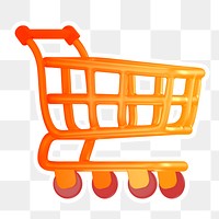 Shopping cart   png sticker, transparent background