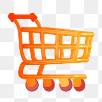 Shopping cart icon  png sticker, 3D gradient design, transparent background