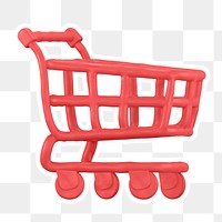 Shopping cart   png sticker, transparent background