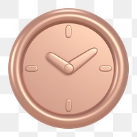 Clock icon  png sticker, 3D rose gold design, transparent background