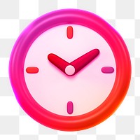 Clock icon  png sticker, 3D neon glow, transparent background