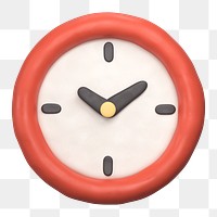 Clock icon  png sticker, 3D clay texture design, transparent background