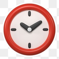 Red clock  png sticker, transparent background