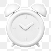 White alarm clock  png sticker, transparent background