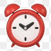 Red alarm clock  png sticker, transparent background