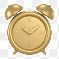 Gold alarm clock  png sticker, transparent background