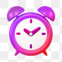 Alarm clock icon  png sticker, 3D gradient design, transparent background