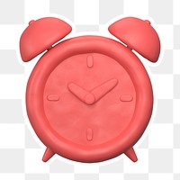 Red alarm clock  png sticker, transparent background