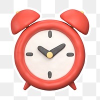 Red alarm clock  png sticker, transparent background