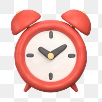 Alarm clock icon  png sticker, 3D clay texture design, transparent background