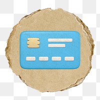 Credit card   png sticker,  3D ripped paper, transparent background