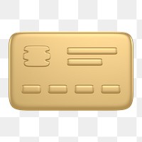 Credit card icon  png sticker, 3D gold design, transparent background