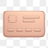 Credit card icon  png sticker, 3D rose gold design, transparent background