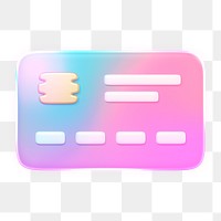 Credit card icon  png sticker, 3D neon glow, transparent background