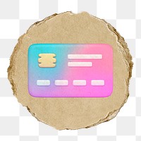 Credit card   png sticker,  3D ripped paper, transparent background