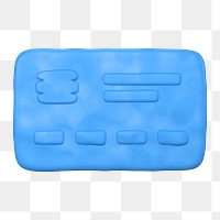 Credit card icon  png sticker, 3D clay texture design, transparent background