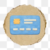 Credit card   png sticker,  3D ripped paper, transparent background