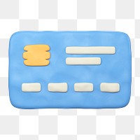 Credit card icon  png sticker, 3D clay texture design, transparent background