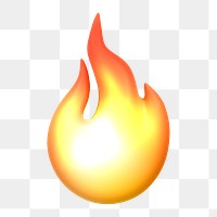 Flame icon  png sticker, 3D neon glow, transparent background