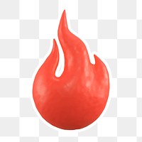 Red flame  png sticker, transparent background