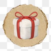 Gift box  png sticker,  3D ripped paper, transparent background