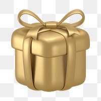 Gift, reward icon  png sticker, 3D gold design, transparent background