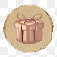 Gift box  png sticker,  3D ripped paper, transparent background