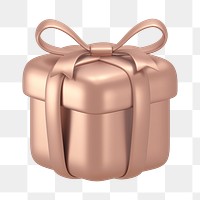 Gift, reward icon  png sticker, 3D rose gold design, transparent background