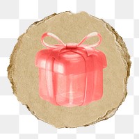 Gift box  png sticker,  3D ripped paper, transparent background