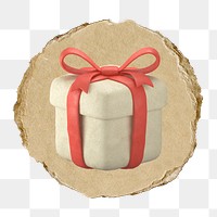 Gift box  png sticker,  3D ripped paper, transparent background