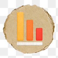 Bar charts  png sticker,  3D ripped paper, transparent background