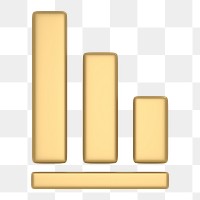 Bar charts icon  png sticker, 3D gold design, transparent background