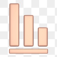 Bar charts icon  png sticker, 3D rose gold design, transparent background