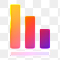 Bar charts icon  png sticker, 3D neon glow, transparent background