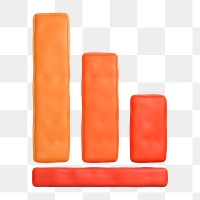 Bar charts icon  png sticker, 3D clay texture design, transparent background