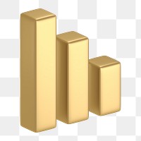 Bar charts icon  png sticker, 3D gold design, transparent background