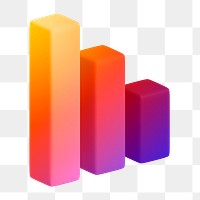 Bar charts icon  png sticker, 3D gradient design, transparent background