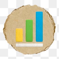 Bar charts  png sticker,  3D ripped paper, transparent background